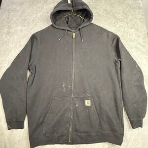 Carhartt Mens‎ 2XL Loose Fit Black Zip Up Hoodie Workwear Durable